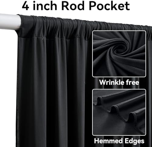 40x14ft Black Backdrop Curtains for Parties, Wrinkle Free Polyester 8 Panels Photo Backdrop Drapes 14 ft Long Back Drop Cloth for Wedding Birthday Photography Background Party - Image 2