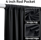 6 Panels 5x15ft Black Backdrop Curtains for Parties, Wrinkle Free Polyester Black Photo Backdrop Drapes 15 ft Long Back Drop Cloth for Wedding Birthday Photography Background Party - Image 2