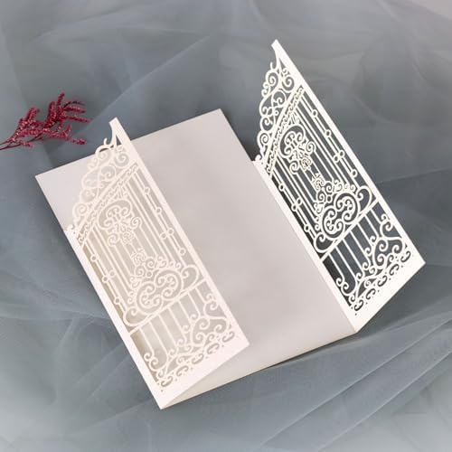 50Pcs Glitter Ivory Wedding Engagement Anniversary Birthday Invitation - Image 3