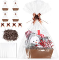 AFOROEOA 5 Pack Brown Baskets for Gifts Empty, 12x10x4” Kraft Gift Basket Kit with 5 Clear Bags, 5 Bows & 200g Crinkle Cut Paper - Large Empty Gift Baskets to Fill for Christmas, Weddings, Birthdays by AFOROEOA