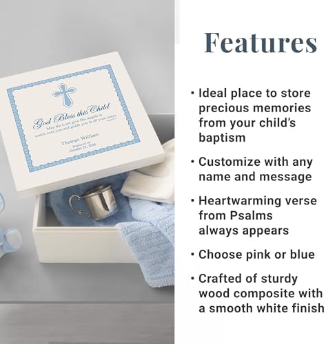 Let's Make Memories Personalized Keepsake Box for Blessed Child - Memories Box - Baptism - Confirmation - Memento Storage - For Girls - 6" Hx12 Sq - God Bless - Pink - Image 5