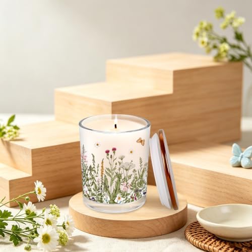 Whaline 12Pcs Wildflower Empty Candle Jar with Lid Floral Glass Container - Image 5