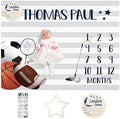 Personalized Baby Monthly Milestone Blanket Boy or Girl - Sport Theme Months Blanket with Wood Frame and Newborn Wooden Sign - Growth Chart Milestone Blanket 1-12 Month Milestones(FixedSize) by Dyoart