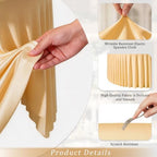 4 Pack Champagne Round Spandex Tablecloths, 5FT/60In Stretchy Table Cloth with Skirt, Washable Fitted Tablecloth, Circle Wrinkle Free Table Cover for Wedding Party Dining Banquet Event - Image 4