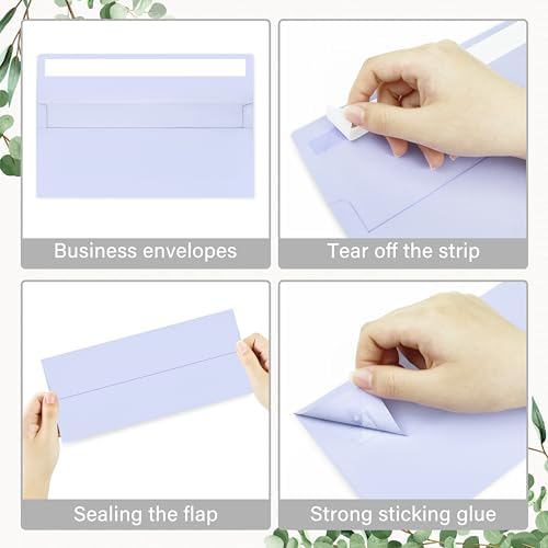 200 Pack #10 Lavender Envelopes Letter Size Self Seal Business Envelopes - Image 4