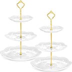 Tatuo 2 Pcs 3 Tier Porcelain Cupcake Stand, Holder Tower, Lace Round Shape by Tatuo