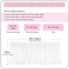 108in Baby Pink Tulle Table Skirts for Rectangle Tables 6ft 8ft 4ft, 2-Layer 9 ft Long Gold Grim Princess Pink Ruffle Tulle Tutu Table Skirt Cloth for Girl Birthday Baby Cake Dessert(No Table Cover) - Image 4