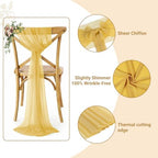 MDS Pack of 100 Chiffon Chair Sashes for Wedding & Event Décor - Gold - Image 3