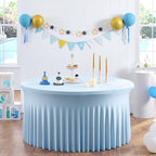 6 Pack Spandex Baby Blue Round Tablecloths for 60in Table, Stretchy 120inch Fitted 5ft Table Cloths, Wrinkle Free Round Tablecovers Skirt for Wedding Birthday Parties Baby Shower Banquet - Image 6