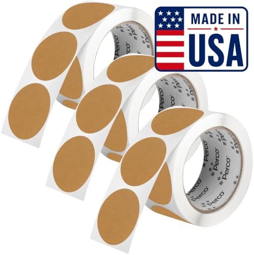 Perco Kraft Brown Perforated Round Circle Dot Sticker 2-Inch Labels — 3 Rolls, 1,500 Stickers - Natural Rustic Labels for Handmade Products, Thank You Stickers & Packaging - Made in USA by Perco
