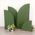 Efavormart Set of 4 Olive Green Spandex Half Moon Arch Covers, Custom Fit Chiara Backdrop Slipcovers 2.5ft-7ft for Modern Rustic and Harvest Decor by efavormart