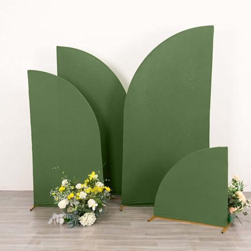 Efavormart Set of 4 Olive Green Spandex Half Moon Arch Covers, Custom Fit Chiara Backdrop Slipcovers 2.5ft-7ft for Modern Rustic and Harvest Decor by efavormart