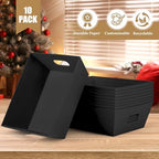 AFOROEOA 10PACK Baskets For Gifts Empty, 10 x 8” Thick Black Gift Basket with 10 Clear Gift Bags and 10 Pull Bows, Empty Gift Baskets for Christmas, Thanksgiving Wedding Birthday Party Wrapping Gift - Image 2