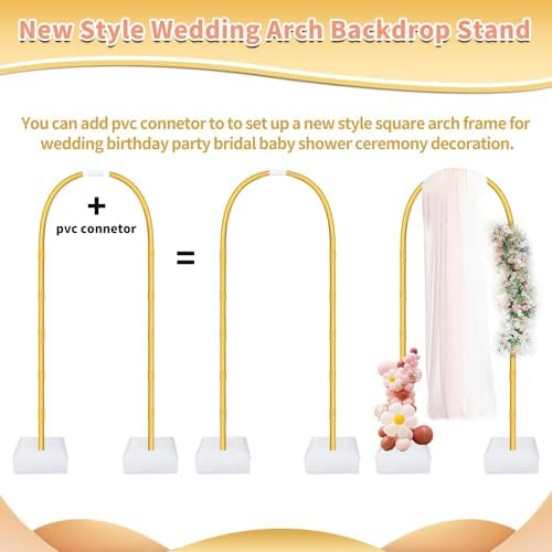 Bazen Half Arch Backdrop Stand for Party Adjustable Height Gold 8.2FT& 6FT - Image 5