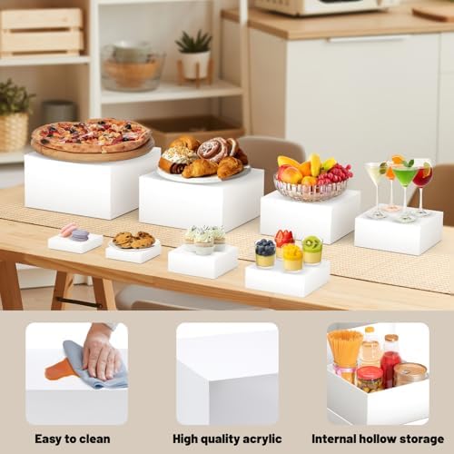 8 Pcs Acrylic Buffet Risers, Table Food Display Stands for Dessert Cupcake - Image 4