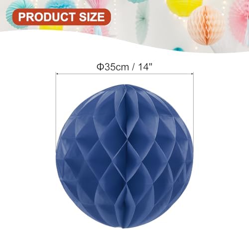 PATIKIL 10pcs 14" Honeycomb Balls Tissue Paper Pom Poms, Party Hanging Paper Honeycomb Balls Decoration for Birthday Wedding Home Backdrop Decor, Navy Blue - Image 2