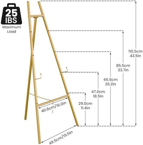 Gold Easel Stand for Sign, Heavy Duty Easel, 4-Tier Adjustable Art Easel for Painting, Wedding Sign 2pc - Image 3