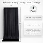 10ftx15ft Black Backdrop Curtains for Wedding Party 2 Panels 5×15FT Tall - Image 4