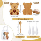 Teenyyou 43 Pcs Baby Shower Game Prizes for Winner Bamboo Cheese Board Spoon Plaid Towel Artificial Eucalyptus Stems Thank You Tag Card Gift Bag for Guest Baby Bridal Shower Wedding Favors(Bear) - Image 2