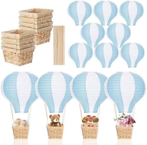 Meooeck 8 Sets Blue Hot Air Balloon Table Centerpieces Decor by Meooeck