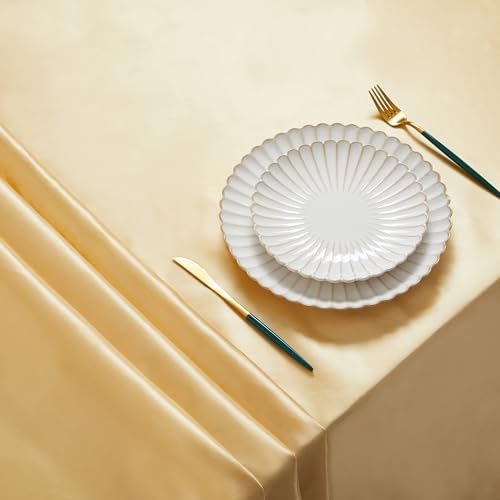 6 Pack Satin Table Cover Rectangle, Gold, 60 x 102 Inches - Image 3