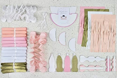 Eco Friendly Paper Party Decoration Set - 45 Pieces, Golden Blush - Plastic-Free FSC Sustainable Recyclable Reusable Pack - Image 3