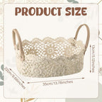 Wenqik Beige Bobo Lace Woven Basket Crochet Basket Nursery Storage - Image 2