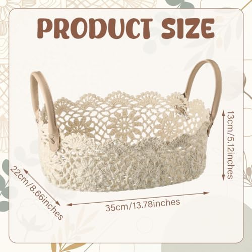 Wenqik Beige Bobo Lace Woven Basket Crochet Basket Nursery Storage - Image 2