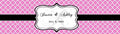 100 Pink Pattern Monogram Wedding Water Bottle Labels Engagement Party 8"x2" by DesignThatSign