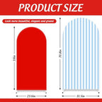 FYSUIMU 2 Pcs Blue White Striped Red Solid Arch Backdrop Covers Stretchy Spandex Arch Stand Fabric Cover for Patriotic Baby Shower Birthday Party Decoration (5ft/6ft) - Image 2