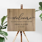 Andaz Press Personalized Large Wooden Welcome Sign for Wedding Rustic Welcome Sign 16" x 20" Custom Names Happily Ever After Wedding Signage English Oak MDF Wood Finish Reception Indoor Outdoor Signs - Image 2