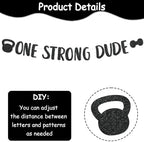 Gym First Birthday Decorations Glitter One Strong Dude Banner Black Gingham Backdrop Highchair Banner Weight Lifting Cake Cupcake Toppers Balloons for Baby Boys Weightlifting Sports 1st Bday Supplies - Image 7