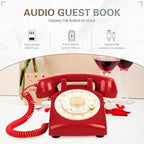 Audio Guest Book Wedding Phone,32GB Memory Customized Audio Messages, Volume Adjustable, with Message Replay Feature, Suitable for All Kinds of Party(Red+Golden Sign) - Image 4