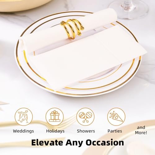 KAMMAK White Dinner Napkins Disposable Cloth Like Paper Napkins Folded with Pocket 100 Pack Guest Hand Towels for Party Decoration, Wedding Reception, Bathroom, Kitchen (16.5 x 16.5 inch) - Image 5