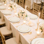 U-QE 60PCS Ivory Plastic Plates - Beaded Ivory Disposable Heavy Duty - Image 3