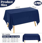 4 Pack Rectangle Tablecloth for 6 Foot Tables Washable Polyester Table Cover for Wedding Dining Table Parties Banquet（70x120 Navy Blue） - Image 2