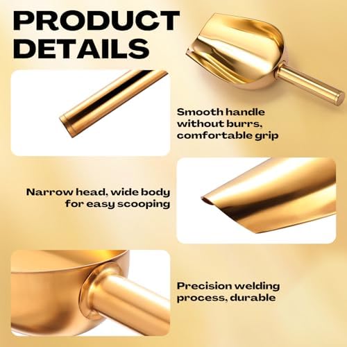 Roshtia 12 Pcs Gold Ice Scoops, Candy Scoops for Buffet Jars, 8 oz - Image 3