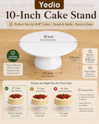 Porcelain Cake Stand, 10 in Round Cake Dessert Display Stands, White - Image 2