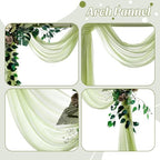 Pack of 2 Wedding Arch Drape Panel Fabric 30" x 75ft - Sage Green - Image 5