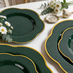 Liacere 50PCS Green Plastic Plates - Heavy Duty Disposable Plate-Green and Gold Include 25PCS Dinner Plate, 25PCS Dessert Plates for Wedding & Party & Holiday - Image 4