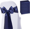 Satin Chair Sashes Bows 50 Pack Universal Polyester Chair Ribbons for Wedding Anniversary Retirement Party Birthday Engagement Banquet Graduation Outdoor Events Decor (Navy Blue, 50 pcs) by JKDMJF