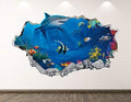 Shark Wall Decal Art Decor 3D Smashed Aquarium Sticker Poster Kids Room Mural Custom Gift BL130 (30"W x 18"H) by Unknown