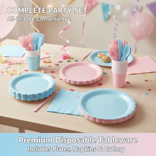 Nihaoya 700PC Gender Reveal Disposable Paper Plates Party Supplies for 100 - Image 3