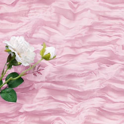 15 Pack Pink Cheesecloth Table Runner 9FT Rustic Sheer Table Runners 17x108 Inch Gauze Boho Runner for Wedding Bridal Baby Shower Birthday Party Table Decorations - Image 3