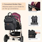 BabbleRoo Diaper Bag Backpack, Multifunction Nappy Changing Bag with Changing Pad, Stroller Straps & Pacifier Case, Unisex Stylish Travel Back Pack for Moms & Dads - Black - Image 6