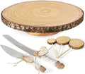 Relaxing Garden 12 Inch Bark Edge Wood Cake Stand Set with Toppers by RlexingGarden%E2%80%98sDecor