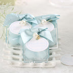 ACITHGL 30 Sets Fully Assembled Small Bubble Candle Party Favors for Guests Bulk Bridal Showers Favors Candles with Stylish Ribbons Thank You Cards Gifts (Shimmering Blue) - Image 5