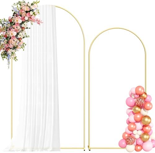 Metal Arch Backdrop Stand, 7.2FT+6FT Wedding Arch Frame, Gold Wedding Arch Backdrop Stand Set of 2, Balloon Arch Backdrop for Wedding Birthday Party Baby Shower Graduation Ceremony Decor by Hzdeying