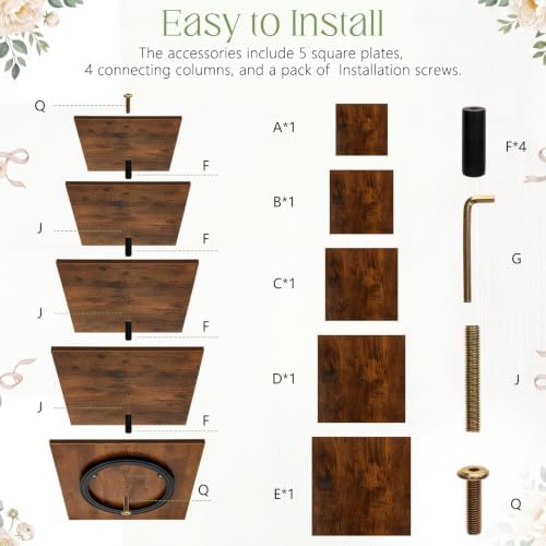Funnymoom 5 Tier Large Square Cupcake Stand for 100 Cupcake Rustic Cupcakes Tower 360° Rotatable Wooden Cupcakes Holder Table Display Dessert Stand for Bday Graduation Birthday Shower Wedding 15.9'' - Image 4