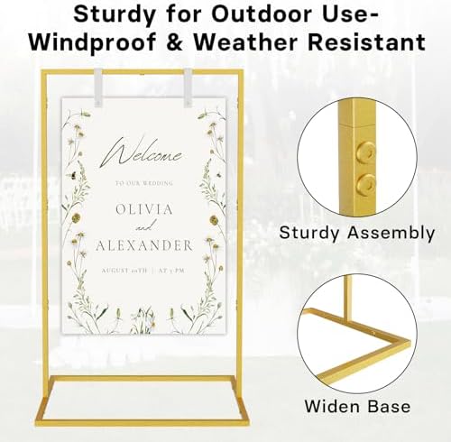 Wedding Welcome Sign Stand, Includes Custom Sign Design, Gold - Image 6